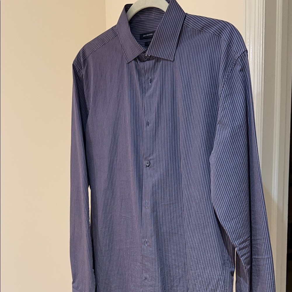 John Varvatos Navy Pinstripe Dress Shirt